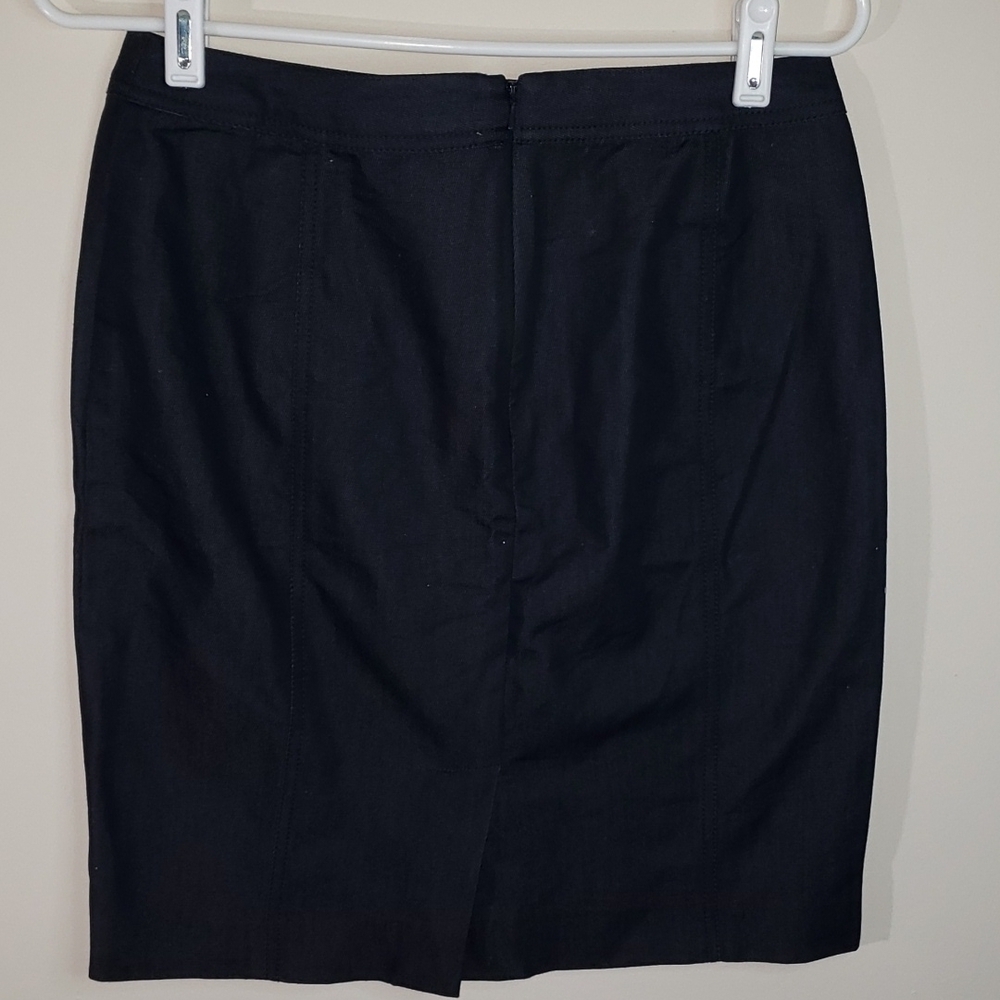 TALBOTS- Dark Stretch Denim Pencil Skirt w Lace Up Front, Size 4 Petite - Picture 3 of 7